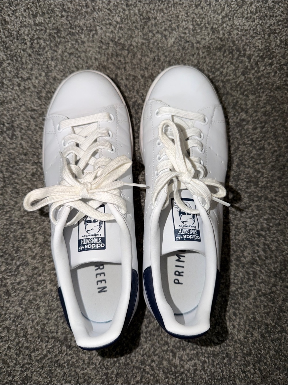 adidas White Leather Sneakers with Navy Heel Tab